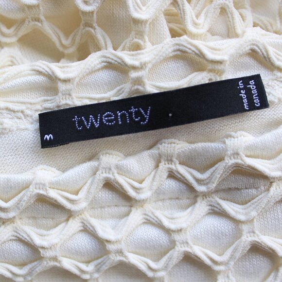 Twenty Montreal mesh crochet macramé net cream funnel top tunic hoodie sweater - Picture 9 of 9